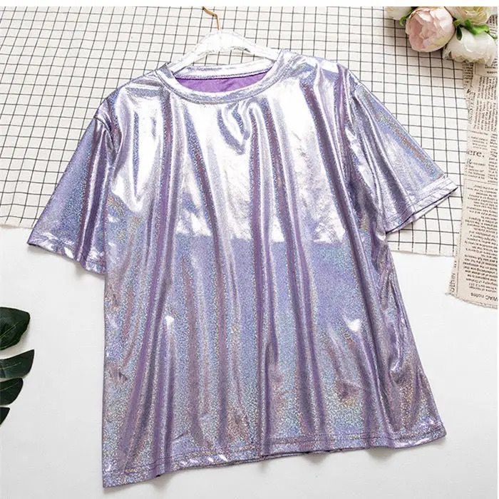 Shiny short sleeved T-shirt fashionable summer mens stage costume DJ top 250310