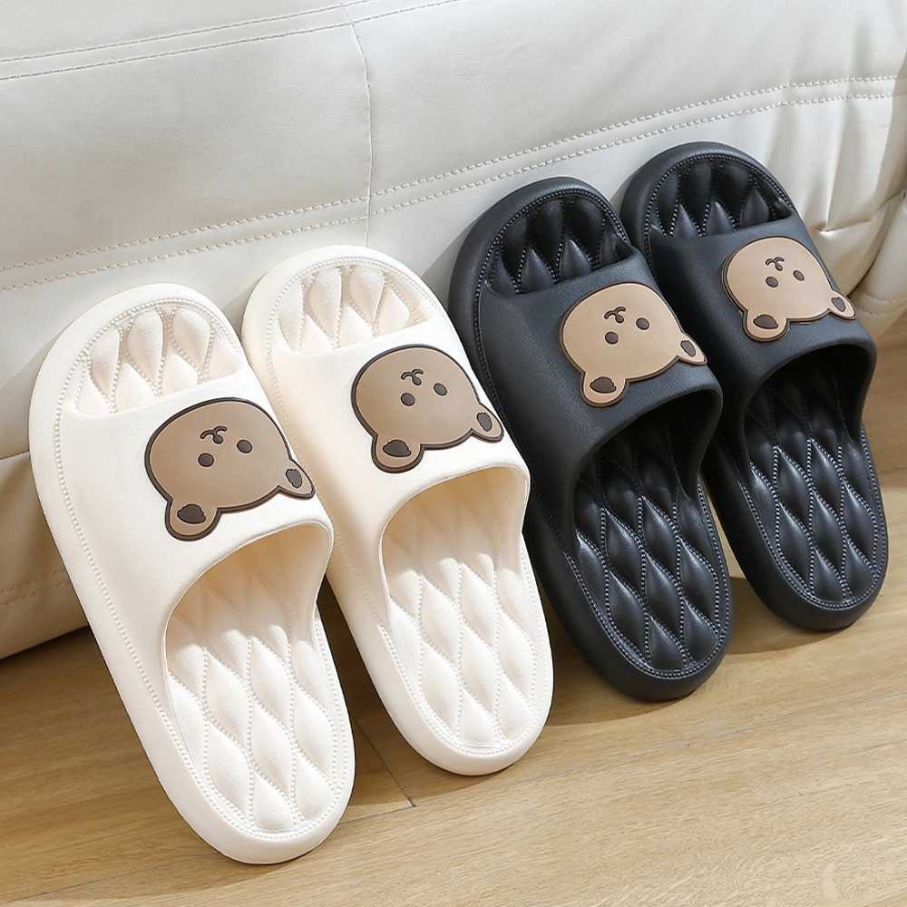 ZHIDA Childrens Shoe Summer Slippers Cotton Bear Home Slippers Anti Slip Bathroom Slippers Casual Fashion Soft Sole SlipperT250311