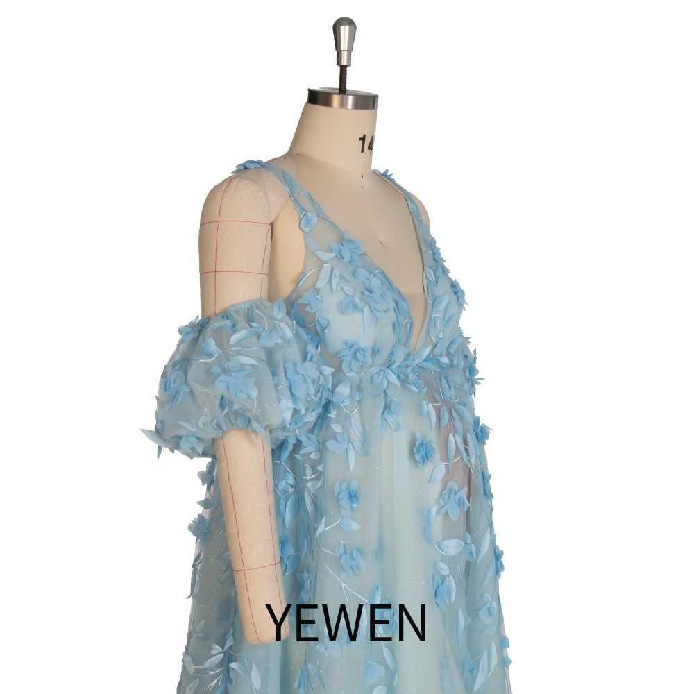 Elegant sparkling mesh floral dress for pregnant women baby shower blue dress for pregnant women YW243138 X250224