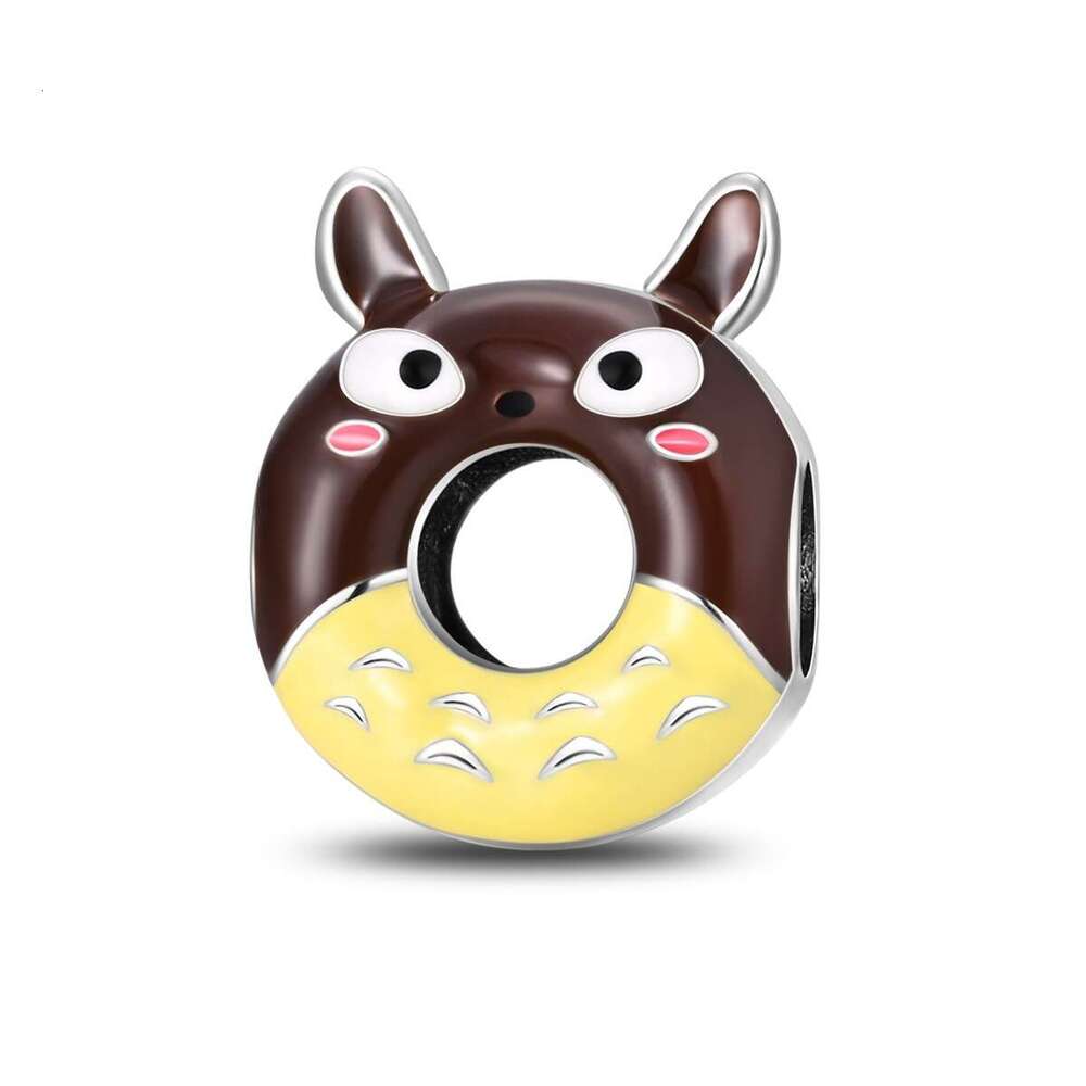 Hot Selling 925 Sterling Silver Charm beads Cartoon Linked Doughnut Series Charms Fit S925 Snake bracelet necklace DIY For women jewelry girt free shi