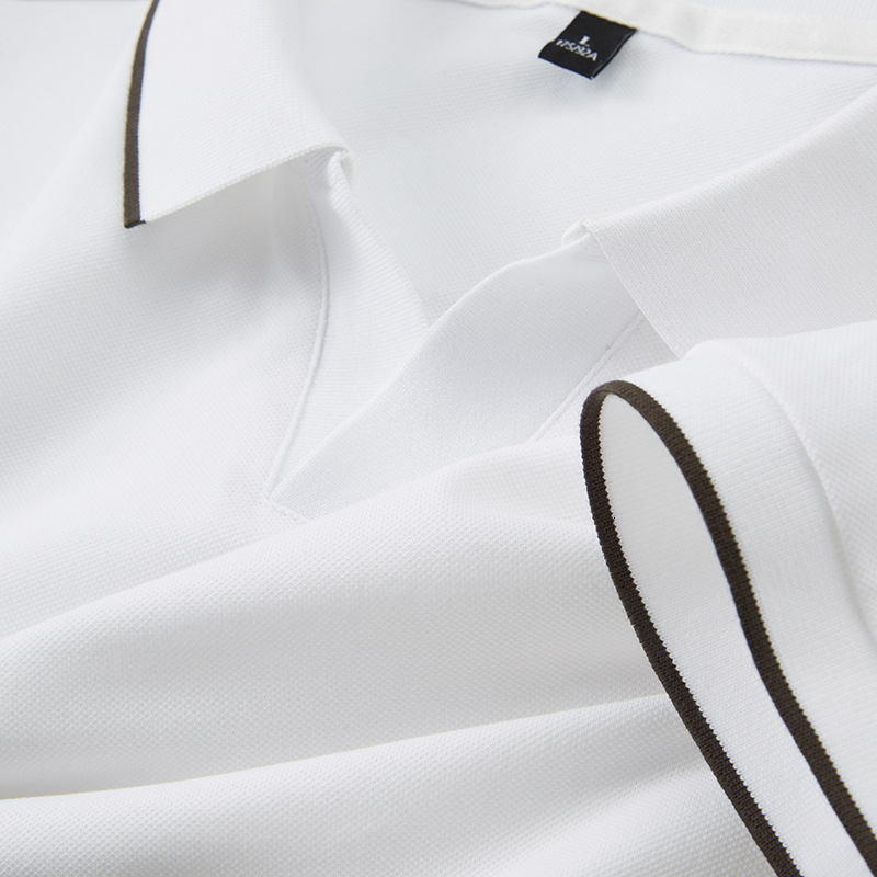 Summer short sleeved polo shirt business casual top solid color silk bead cotton V-neck men's T-shirt tracksuit