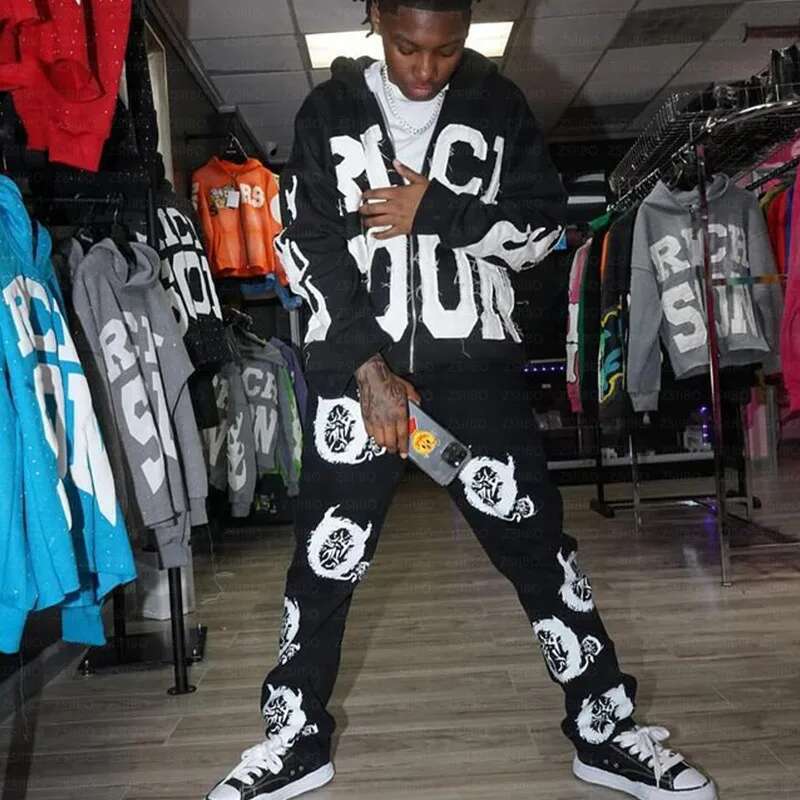 hoodie hoodie New Zipper Hoodie Vintage Letter Patch Pattern Embroidery Longsleeved Hooded Jacket Top Kpop Street Fashion Sweatshirt Women Men jacket 