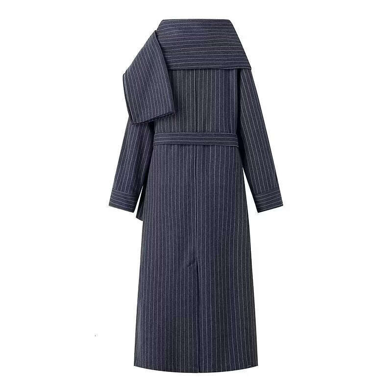 2024 Autumn New Style Women's Clothing Street Fashion Temperament Sleeved With Scarf Medium Long Windbreaker