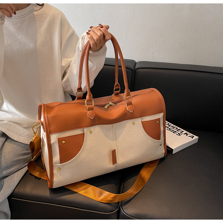 New Designer Bag, Women's Canvas Travel Bag Sports And Fitness Short Distance Large Capacity Bag Fashionable Tote Bag