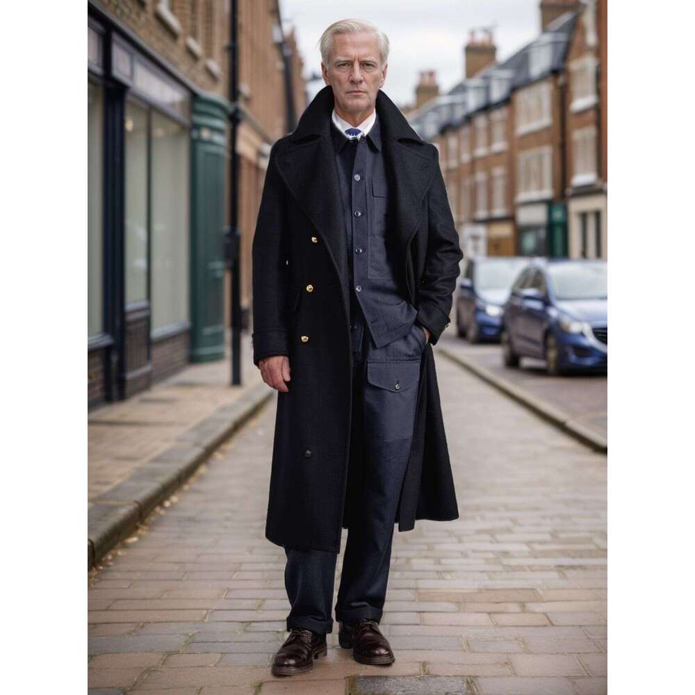 2024 Autumn And Winter Men's Woolen Extra Long Coat, Knee Length Fashion Jacket