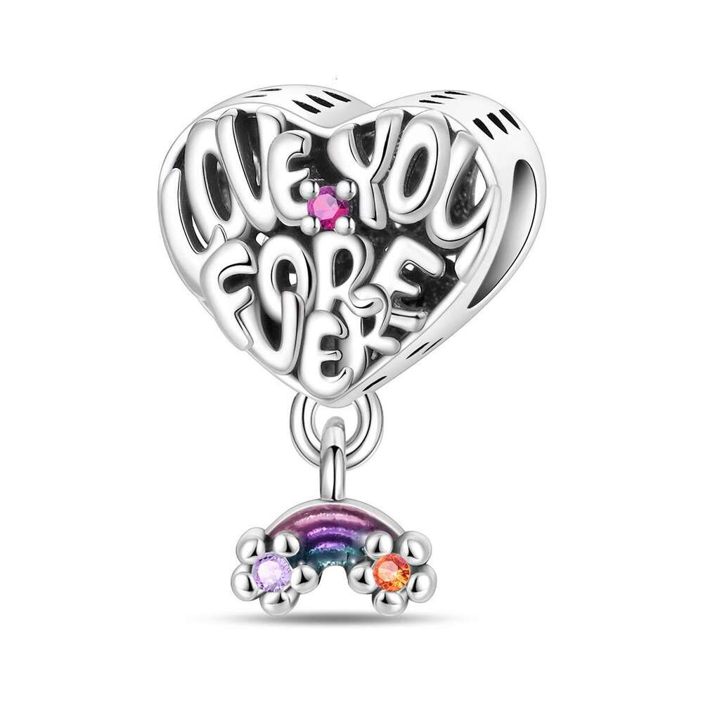 925 sterling silver Charm Friendly sisters love pink rose pendant beads charms DIY jewelry accessories bracelet for women gift fashion jewelry wholesa