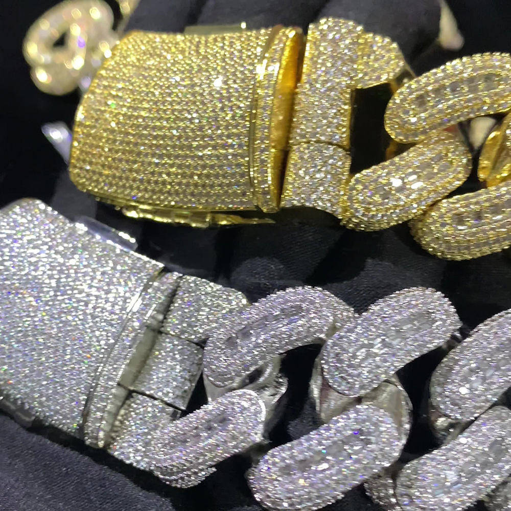 High Quality 28mm Hip Hop Cuban Chain Necklace Bling 5A T Zircon Real Gold Plated Men Hearvy Jewelry