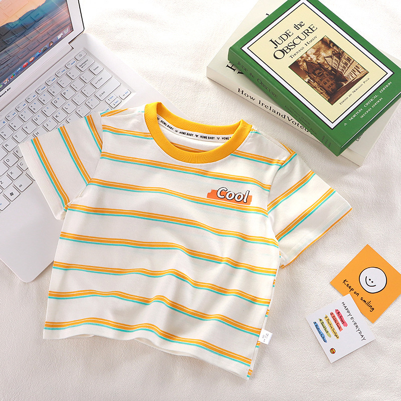 Ddmyshoesvip New Children S Wear Short Sleeved T Shirt Made Of Pure Cotton Class A Boys Summer Mid Size Striped Half Sleeves