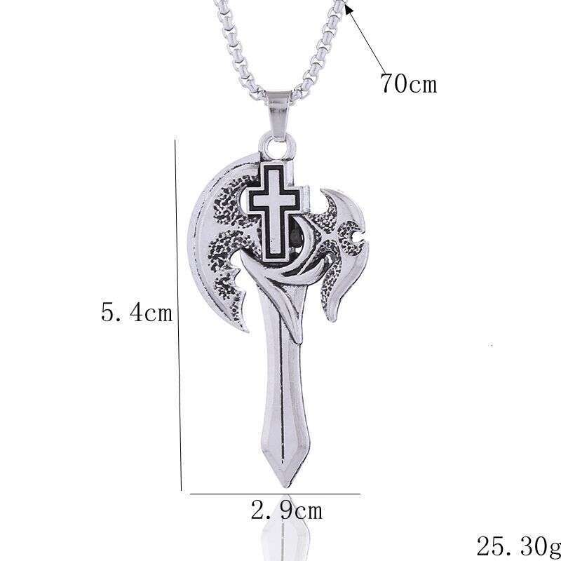 New fashionable domineering axe necklace, men's trendy and personalized hip-hop pendant, street accessories, sweater chain