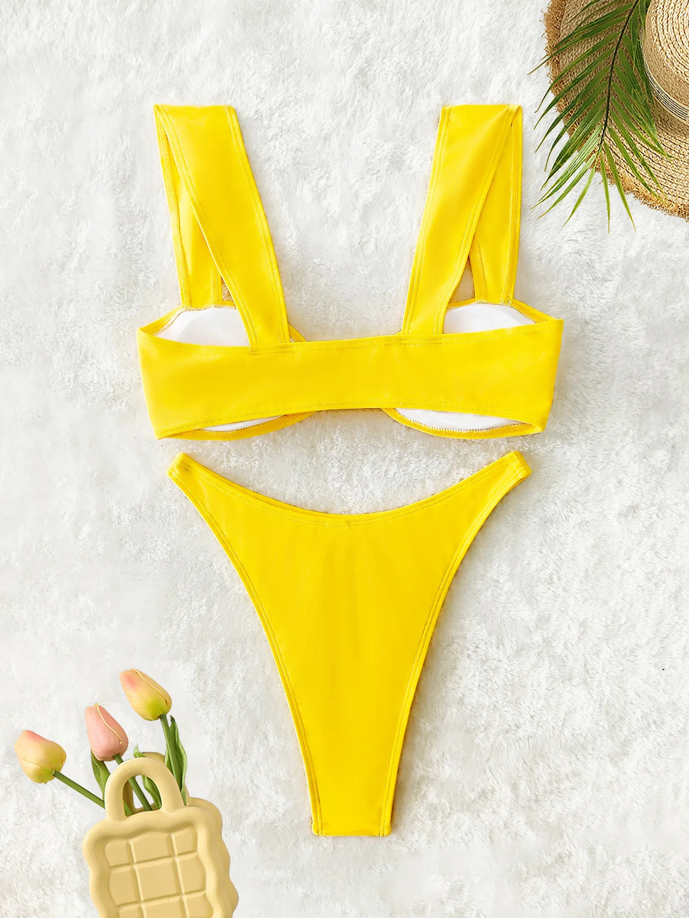 Sexy starfish two piece bikini womens swimsuit yellow Brazilian set Biquini beachwear 250310