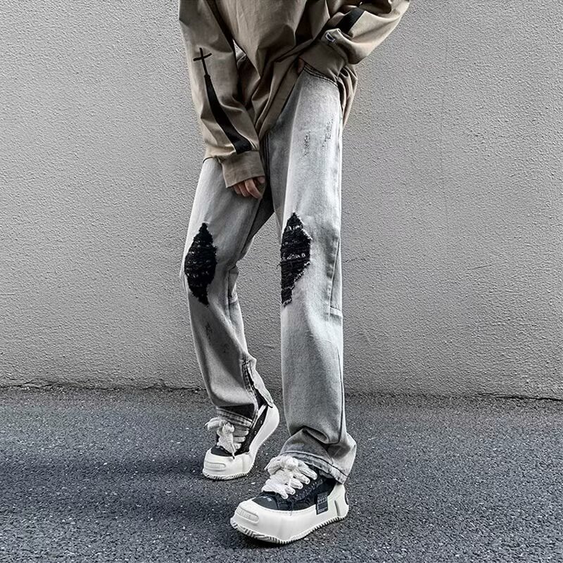 2025 Summer Split Jeans New High Street Trendy Vibe Designer Fashion Men s Pants Split Pants Street Hip Hop Apparel