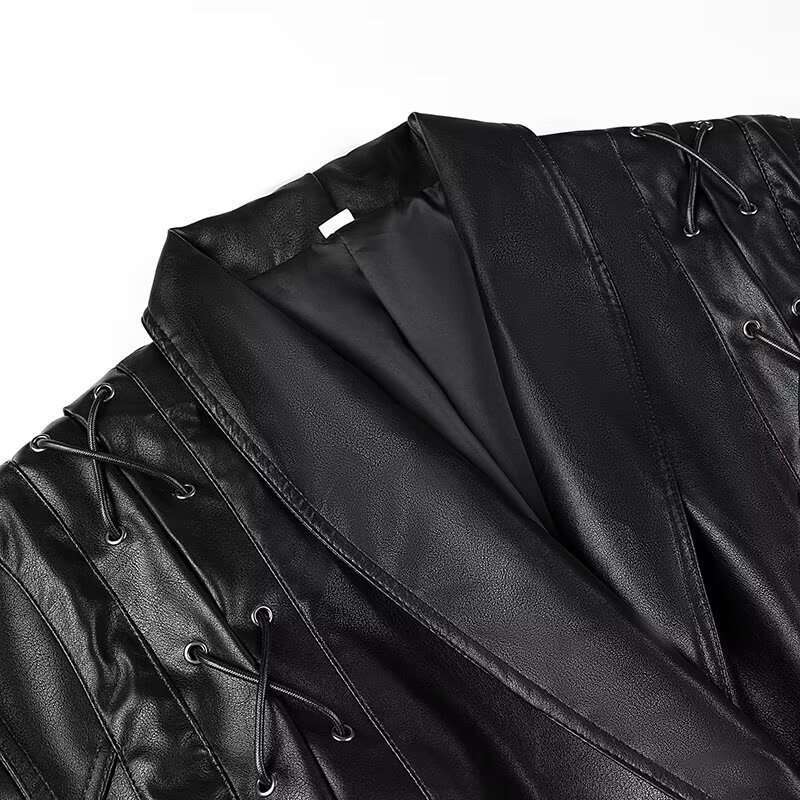 2024 Street Autumn Style Short Motorcycle Leather Jacket Flip Collar Fashion New Women's Wear Y2k