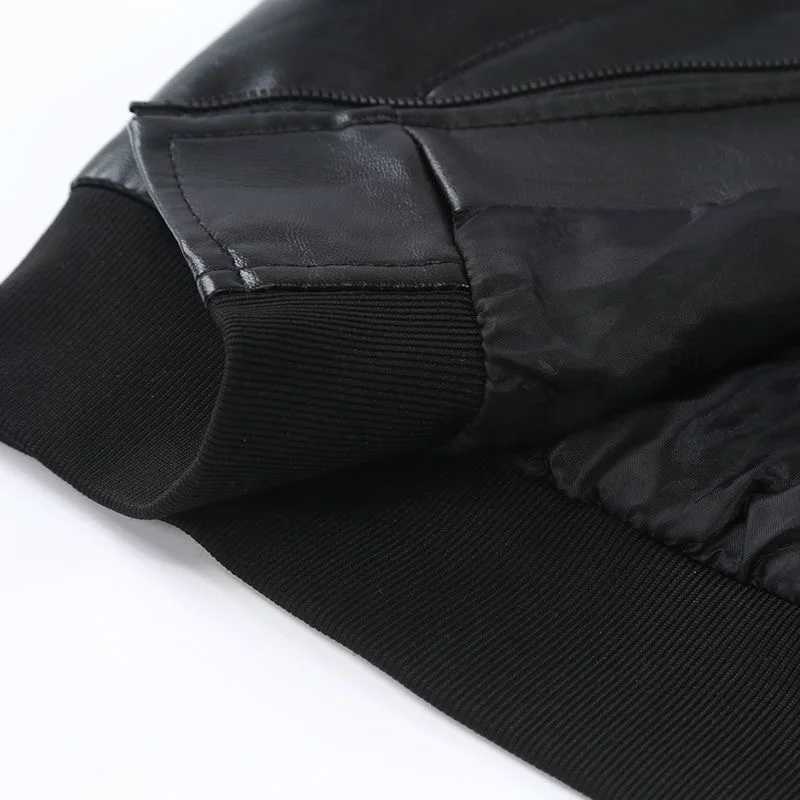 Men Leather Jacket Men Autumn Winter Business No Collar Zipper Casual Youth Solid Color Waterproof Korean Wlde-waisted CoatsT250311