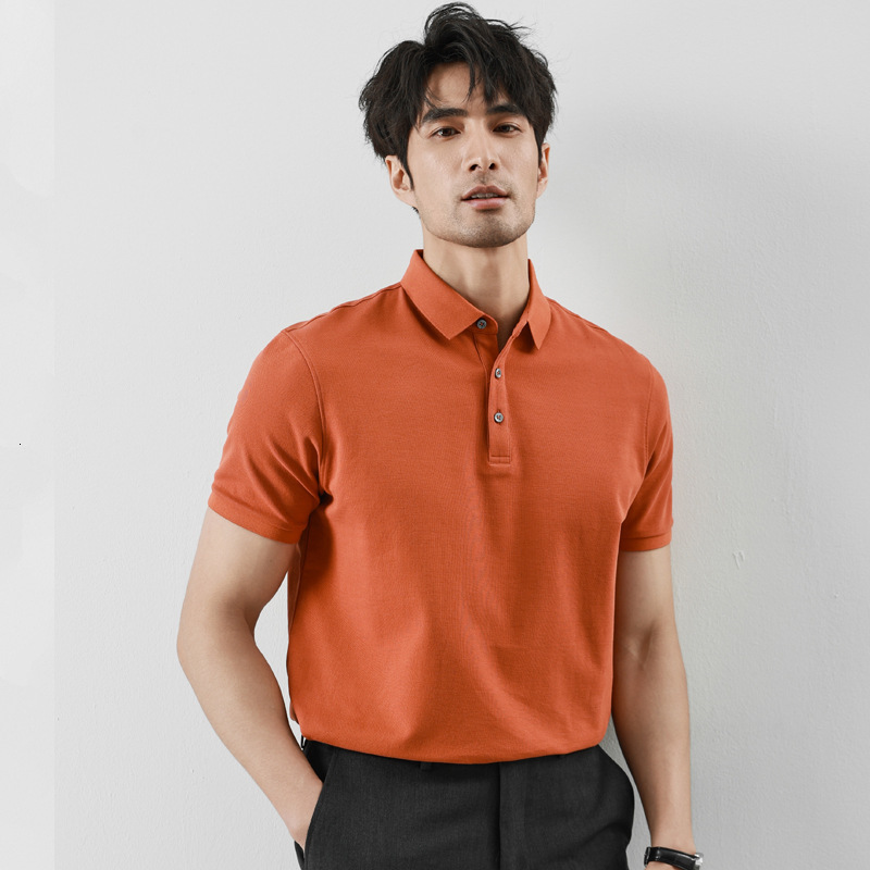 tracksuit Cool Short sleeved POLO Shirt for Business Light Luxury Summer Ice Silk Solid Color Men's T-shirt 5A Antibacterial