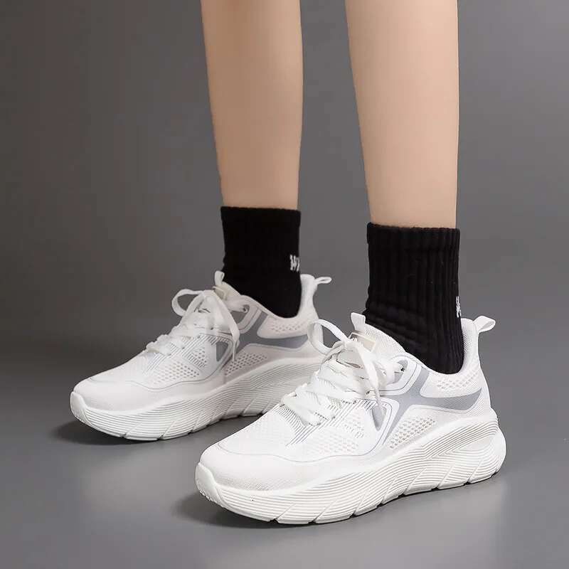 2025 New Model 2025 New Model Women Mesh Orange Breathable Sneakers Platform Sole Ladies Thick Bottom Spring Summer Lightweight Sports Shoes