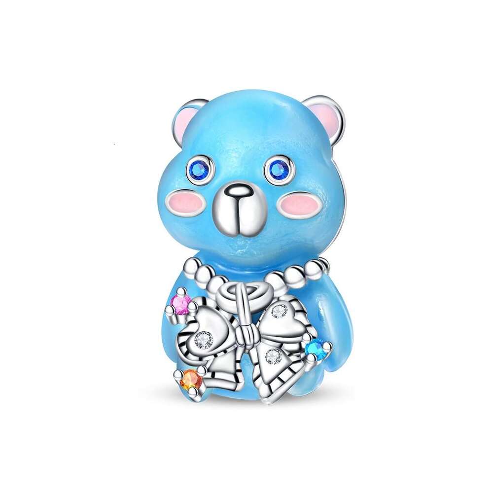 925 Sterling Silver cute pet teddy bear pendant beads Charms fit bracelet necklace DIY jewelry accessories bracelet new style for women