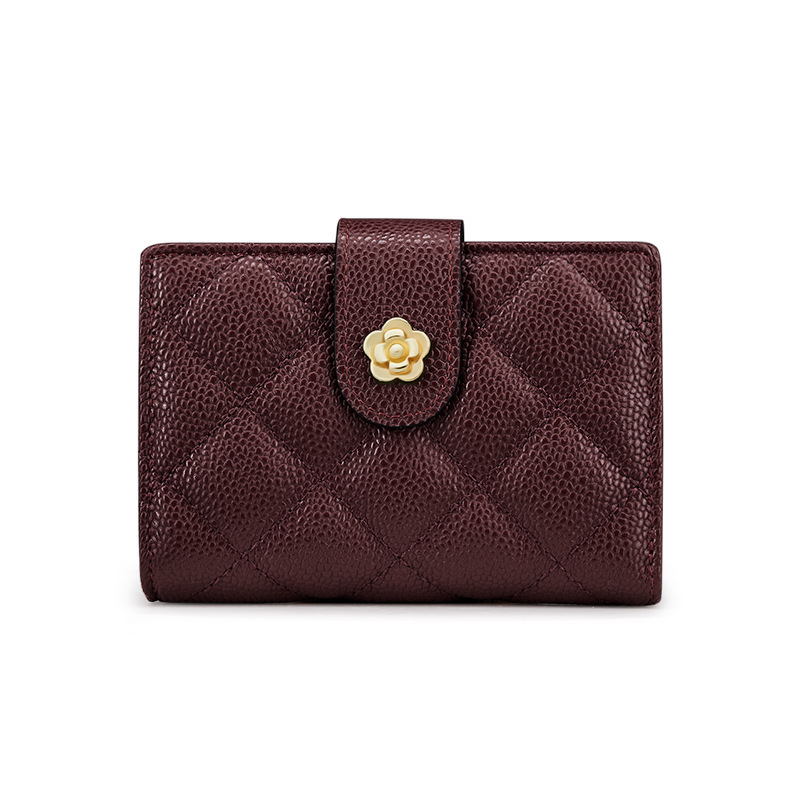 2025 Women S High End Genuine Leather Dia Grid Fashion Designer Simple Coin Card Short Wallet Outdoor Leisure Storage Bag New Free Delivery Designer B