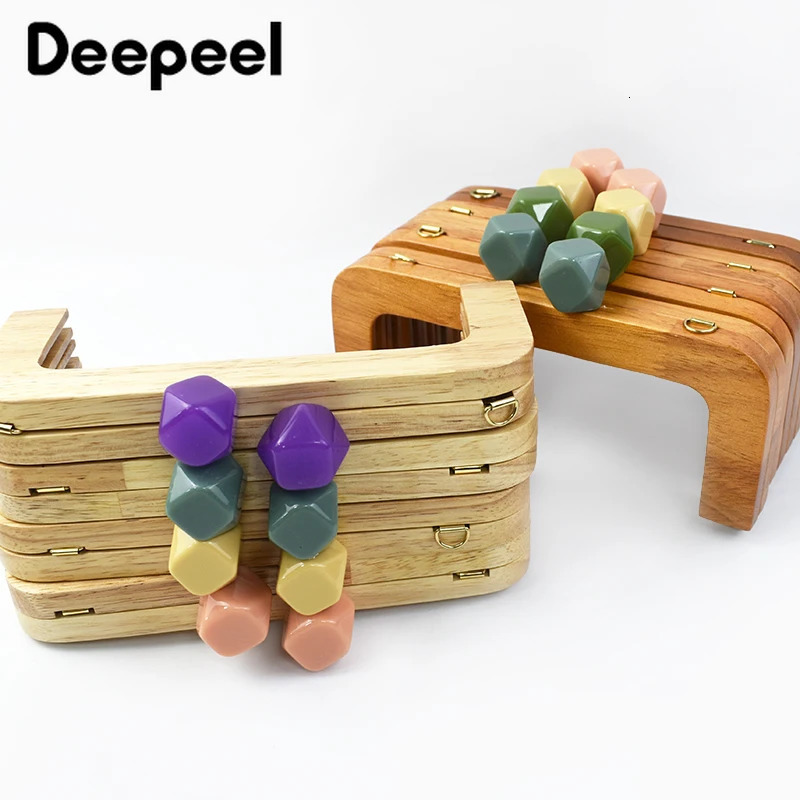 Deepeel 20cm Wooden Purse Frame Handbag Handles Women Woven Bags Wallet Clamp Handmade Closure Brackets DIY Bag Accessories 250311