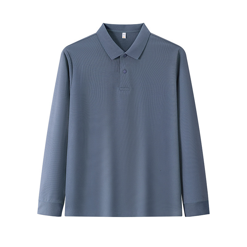 Cotton long sleeved polo shirt business casual Korean version solid color men's fashion trend lapel t-shirt tracksuit