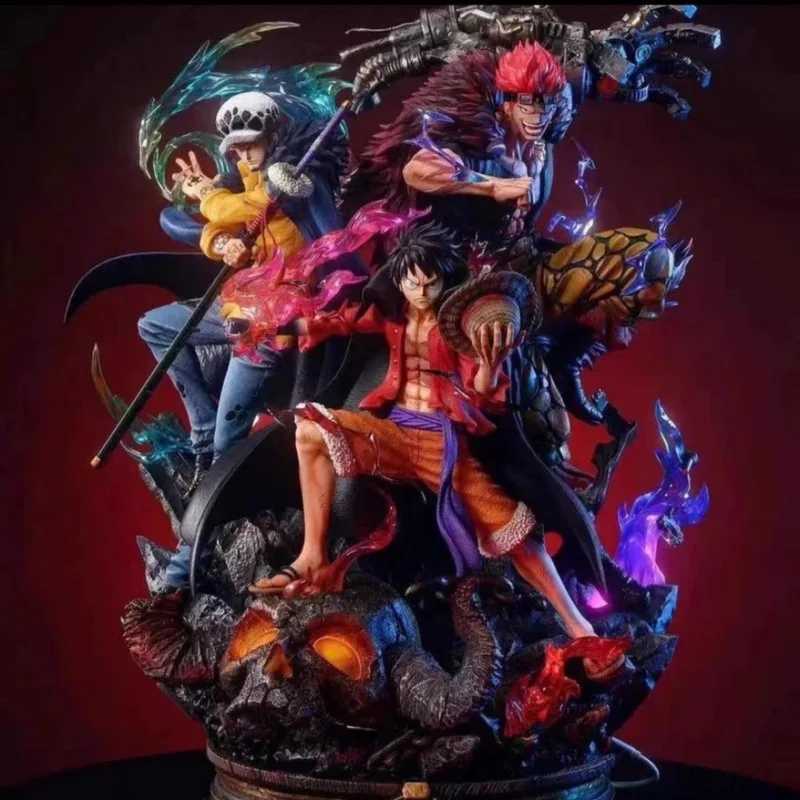 24cm One Piece LX Luffy Trafalgar L Eustass Kid Three Captains Anime Figures Statue Toy Desktop Decoration Model Holiday GiftsXJ250311