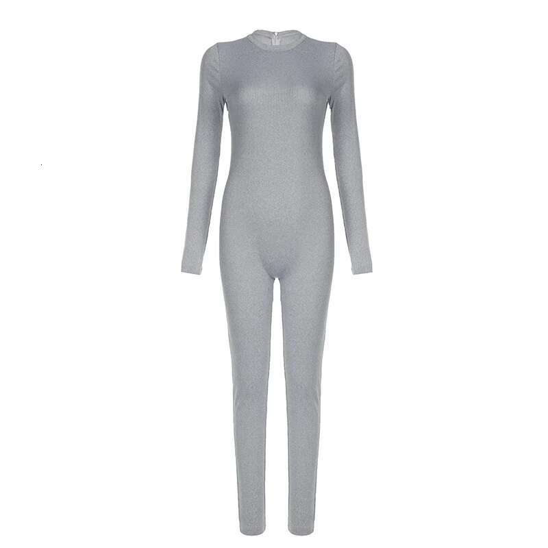 BIIKPIIK Basic Solid Jumpsuits Casual Concise Long Sleeve Slim Fit Romper For Women Fiess Body-Shaping Sporty Jumpsuit Jogging