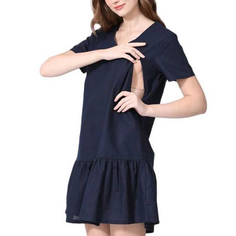 Summer Maternity Nursing Invisible Zipper Nursing Dress Pregnancy Maternity Top Lactation Clothing Breastfeeding For PregnantT250311
