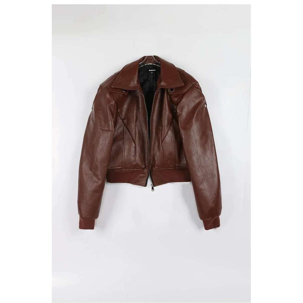 Men's Leather Jacket Mauroicardi Spring Autumn Cool Handsome Short Oversized Black Pu Leather Jacket Men With Shoulder Pads Long Sleeve Zipper