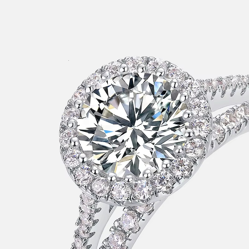 Custom Jewelry White Gold Plated VVS1 GRA 1.5ct 2ct 8mm Moissanite Diamond Wedding Ring Set Jewellery for Couple