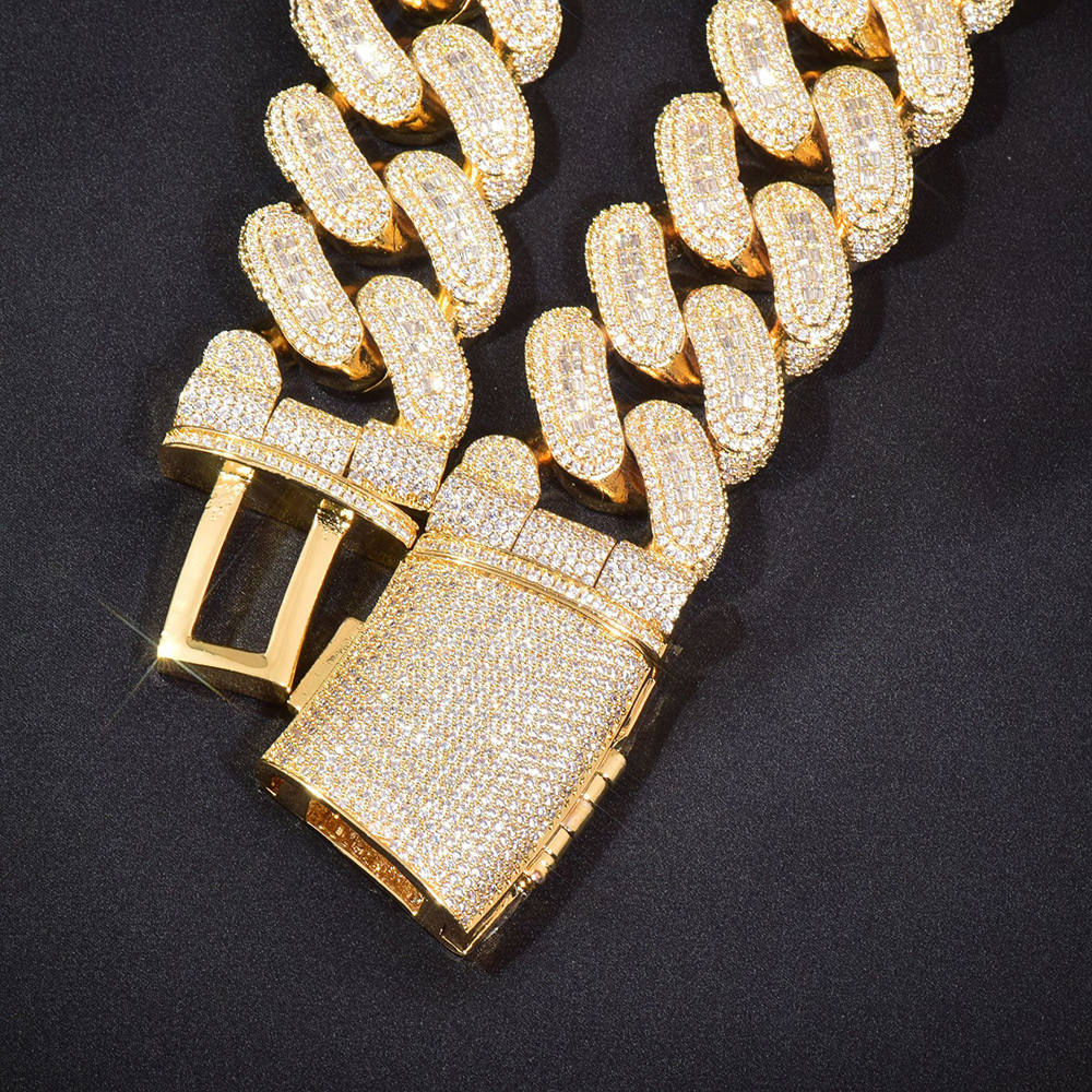 High Quality 28mm Hip Hop Cuban Chain Necklace Bling 5A T Zircon Real Gold Plated Men Hearvy Jewelry
