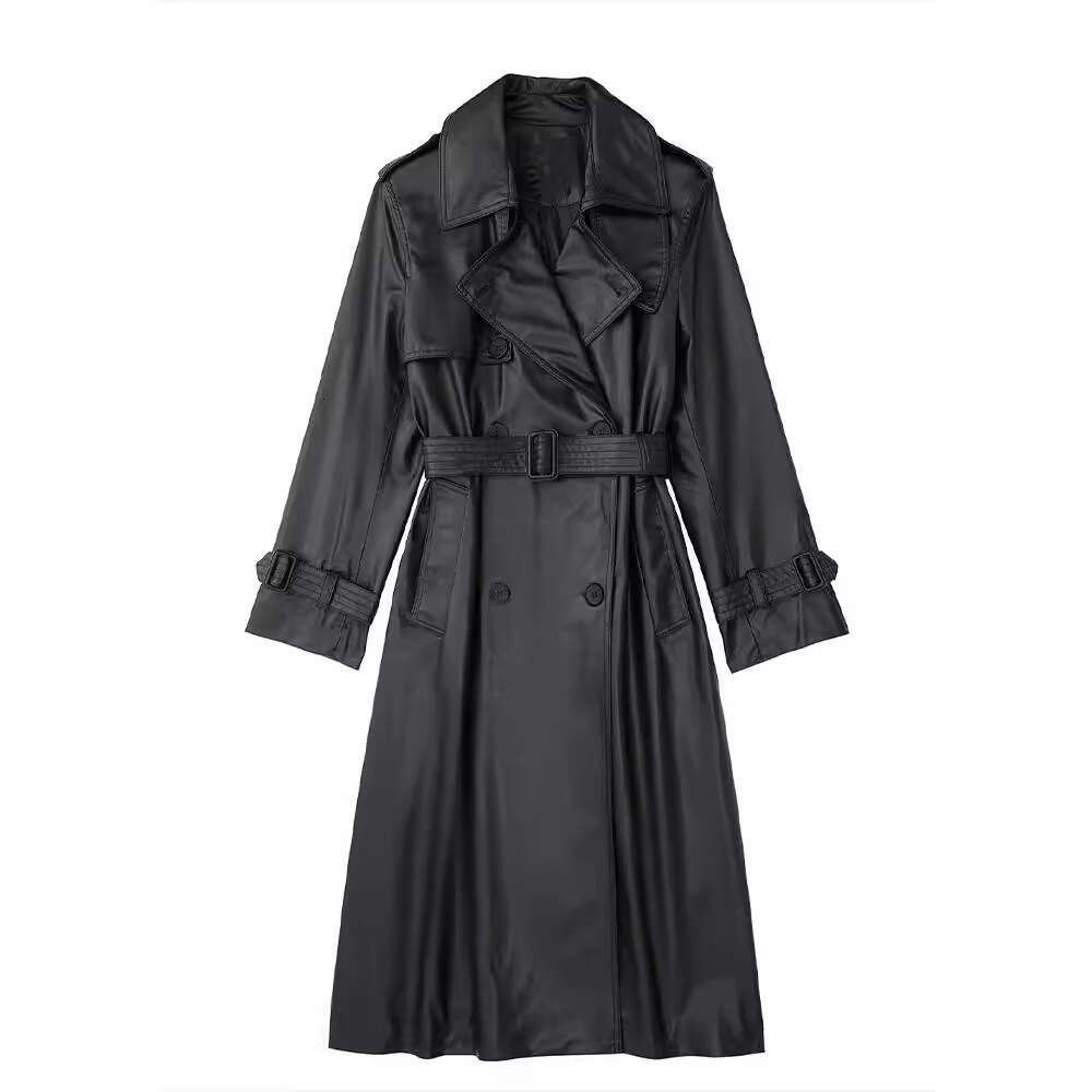 2024 Spring New French Style Personalized Fashion Elegant Leisure 100 PU Imitation Leather Windbreaker