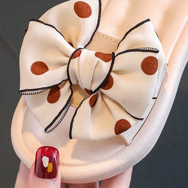 Bow Flats Open Toe Slide Sandals Non-slip Flip Flops Children Home Slippers Kids Girls Summer Cute Beach Slippers ShoeT250311