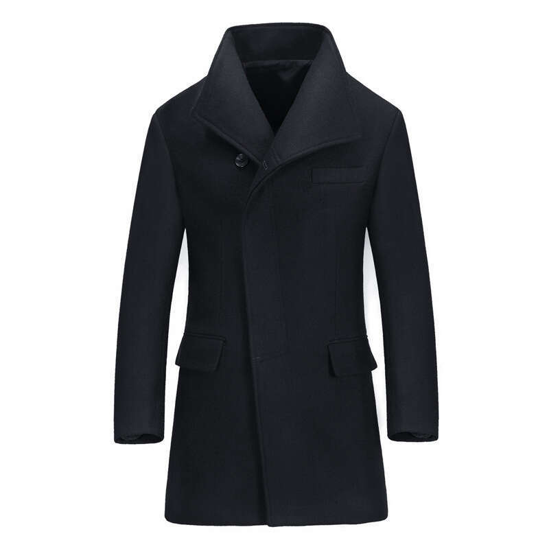 Russian Men's Woolen Coat Thick Medium Long Windbreaker