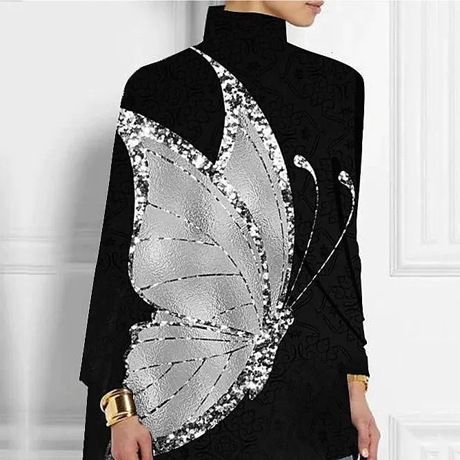 2025 New Spring and Autumn Fashion Long Sleeve High Collar Irregular T-shirt Designer Trendy 3D Printing Comfortable Polyester Trendy Short Sleeve1