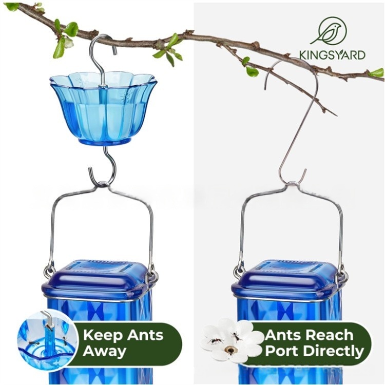 Kingsyard 24oz Glass Hummingbird Feeder for Outdoor Hanging, with Ant Moat & 6 Feeding Port, Bird Nectar Feeder for Garden decoration