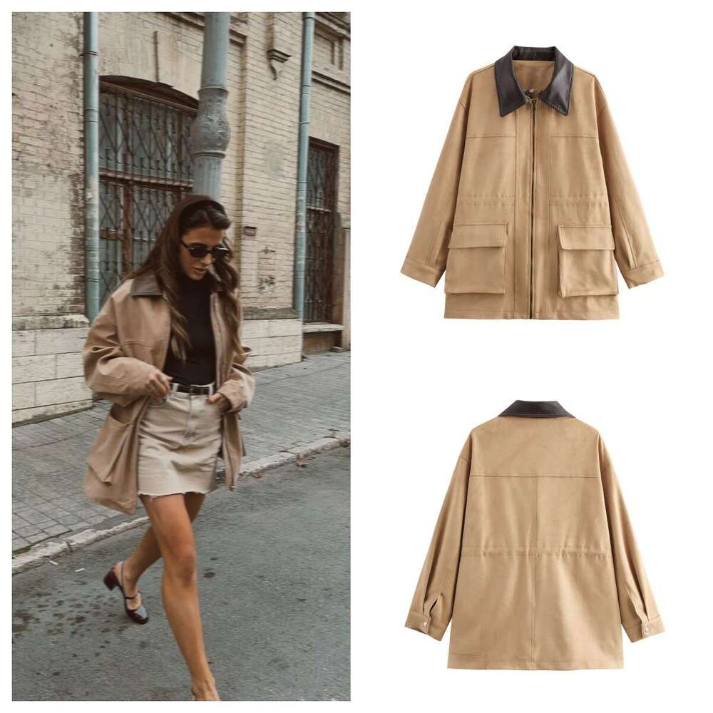 2024 Autumn And Winter New Style Women's Clothing Lapel Large Pocket Suede Warm Jacket For Women