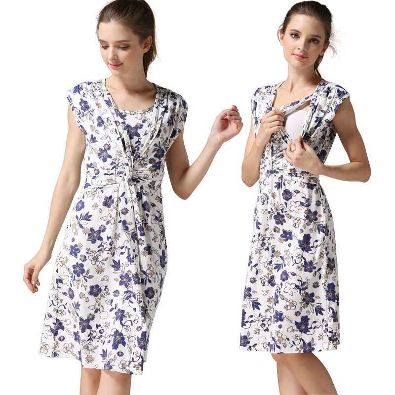 Summer Maternity Clothes Beach Dresses Sleeveless Nursing Clothing Breastfeeding Dress for Pregnant Women Lactation Dress WearT250311