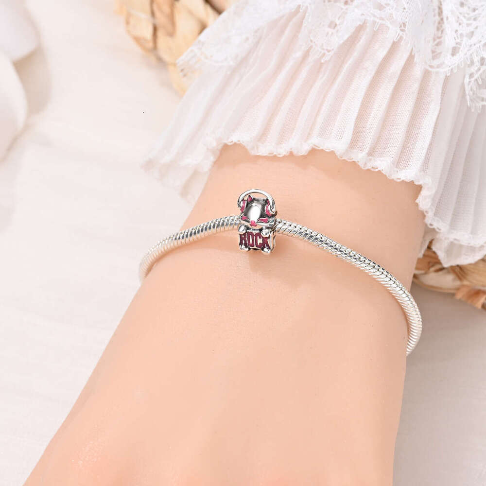 925 Sterling silver Charms Cat Series Rock Music Cat Bead DIY Jewelry Accessories Fit Snake Bead Bracelet For women jewelry gift