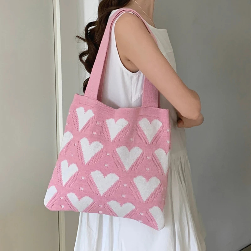 Weave Love Womens Bag Knitted Handbag Shoulder for Women Casual Large Capacity Commuting Crochet 250311