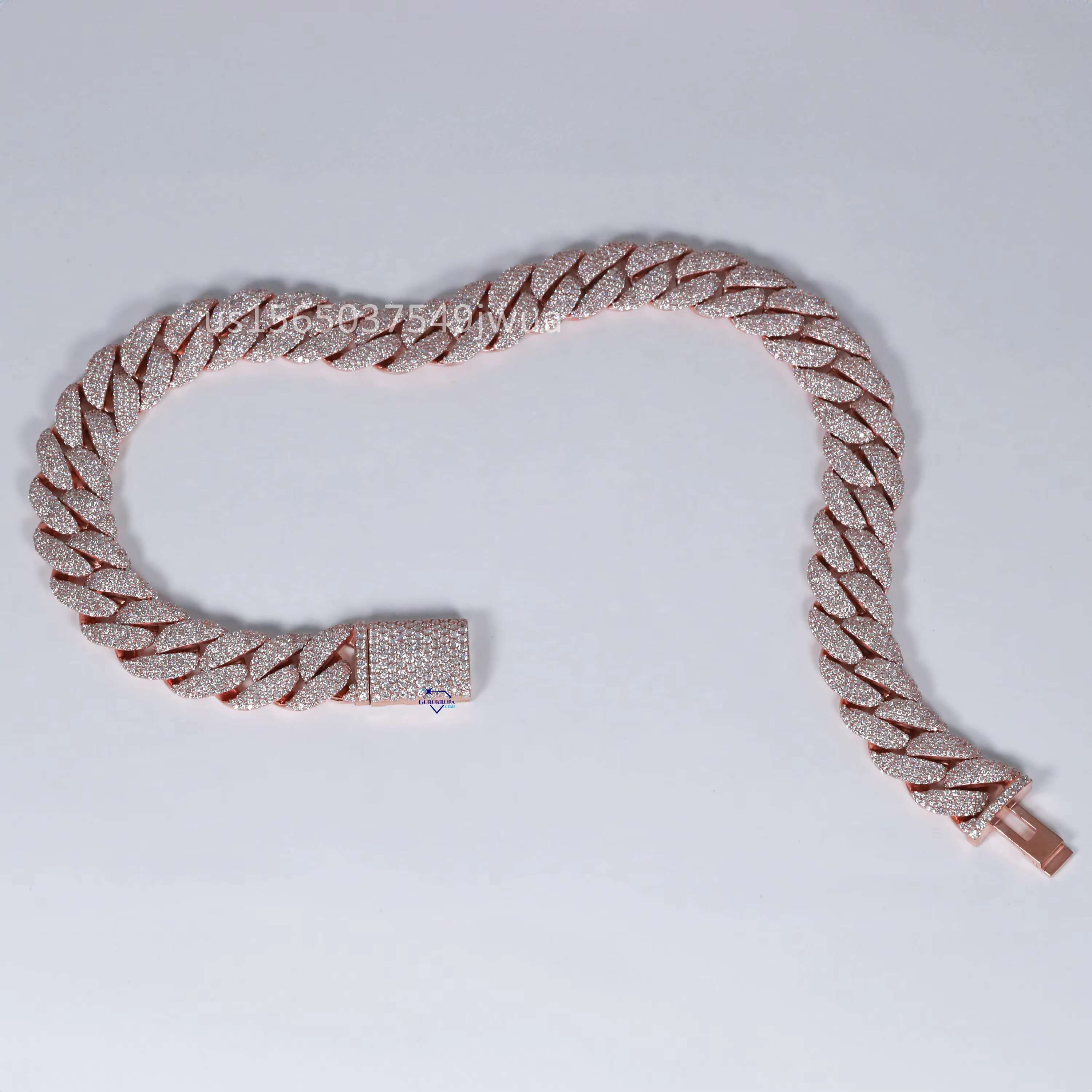 Mens Cuban Chain Crafted in Sterg Sier Featuring Moissanite Sparkg Round Brilliant Cut Dias With VVS Clarity
