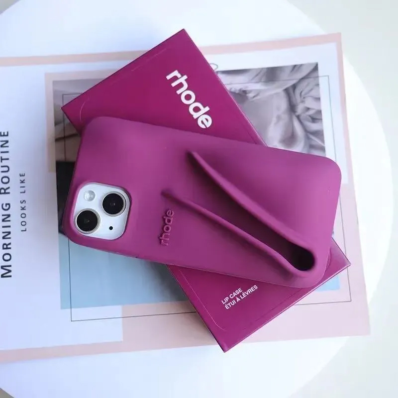 rhode phone case Lipstick Portable Case Design Lip Gloss Lipstick Lip Balm 3D Make-Up Silicone Phone Case for iPhone 16 15 14 13 12 Pro Max Holder Cov