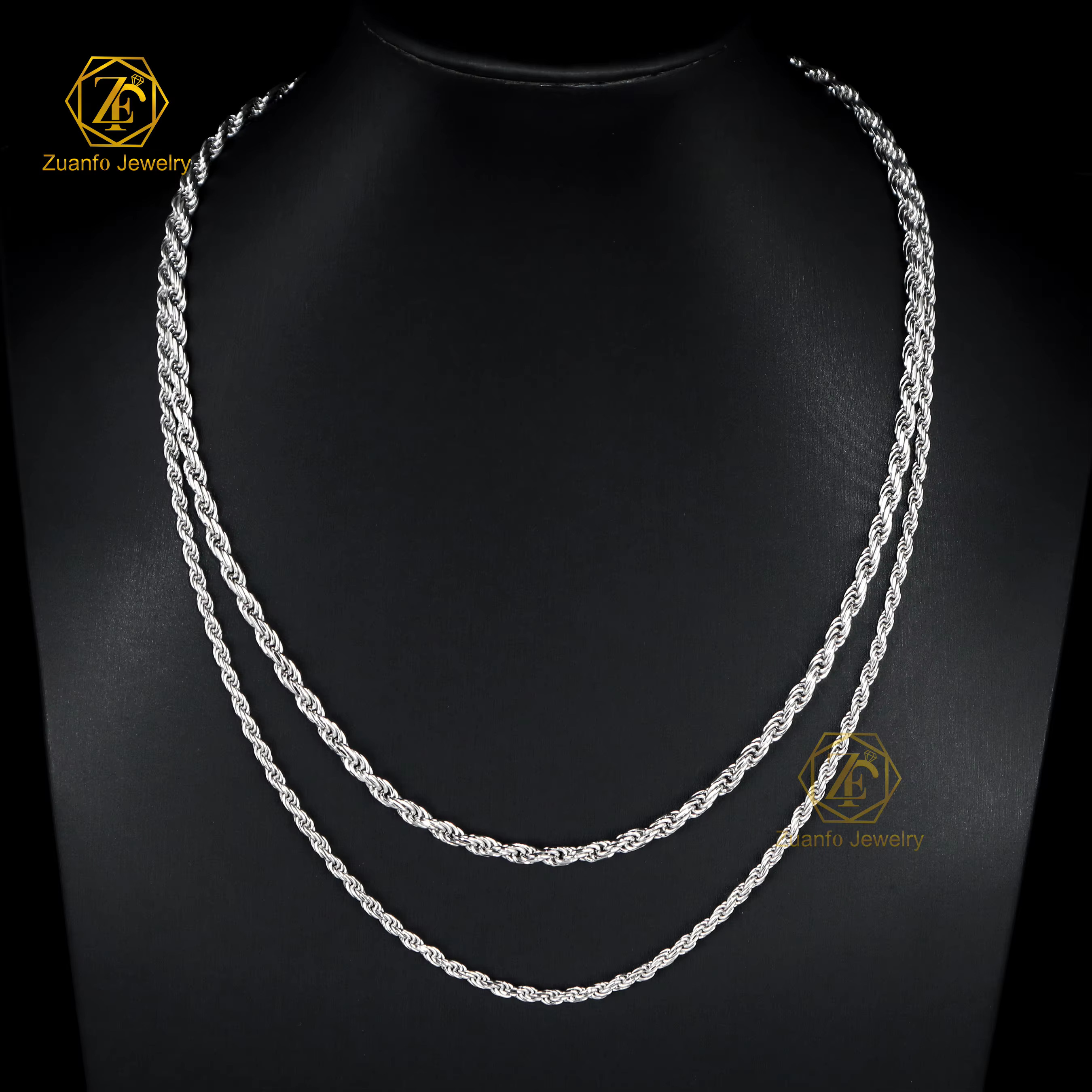 Wholesale Price 925 Sterling Silver Fine Pendant Necklaces Solid 3mm Twisted Rope Chain Real 925 Silver Jewelry for Men Women