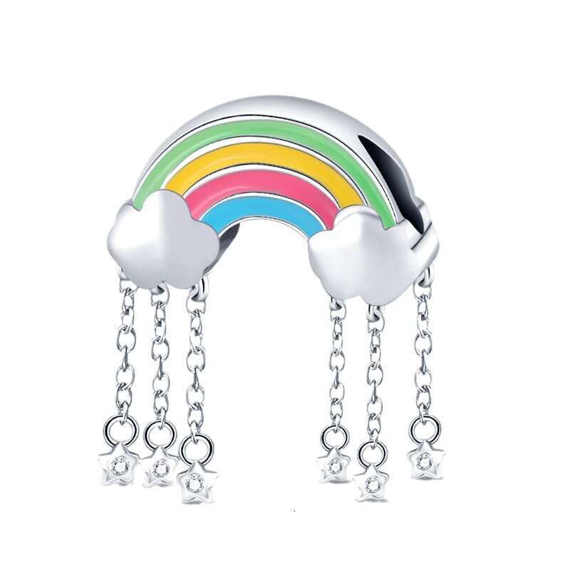 Hot Selling creative rainbow cloud string decoration Charms beads 925 Sterling Silver DIY jewelry accessories, bracelet beads for women jewelry gift