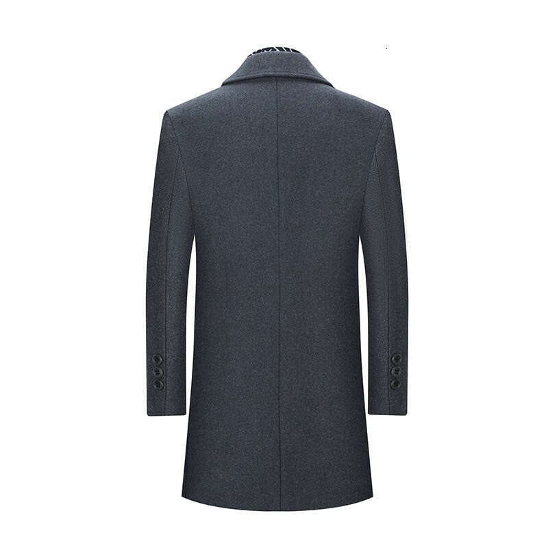 2023 Autumn/Winter New Windbreaker Suit Collar Business Casual Mid Length Dad's Fur Coat Men's