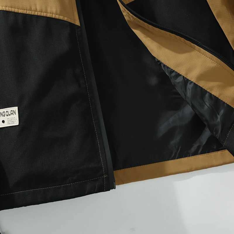 CHRLCK Mens Assault Suit Hood Jacket Spring Autumn Zip Up Jackets Outdoor Windproof Coat Solid Patchwork Jacket Hiking CoatsT250311