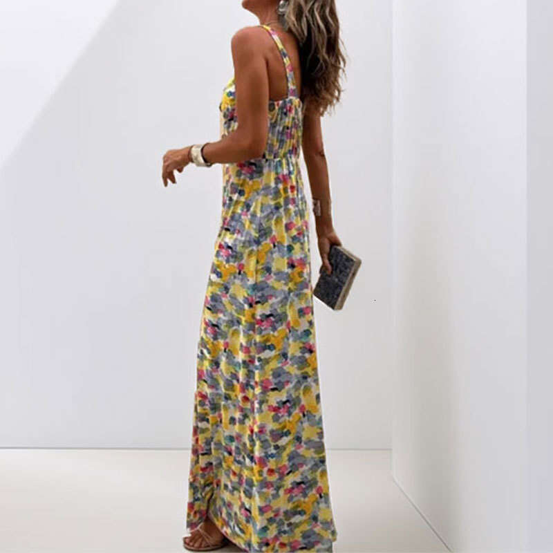 2025 Spring New Women's Clothing Elegant Countryside Style Strap Floral Dress For Women KLMY