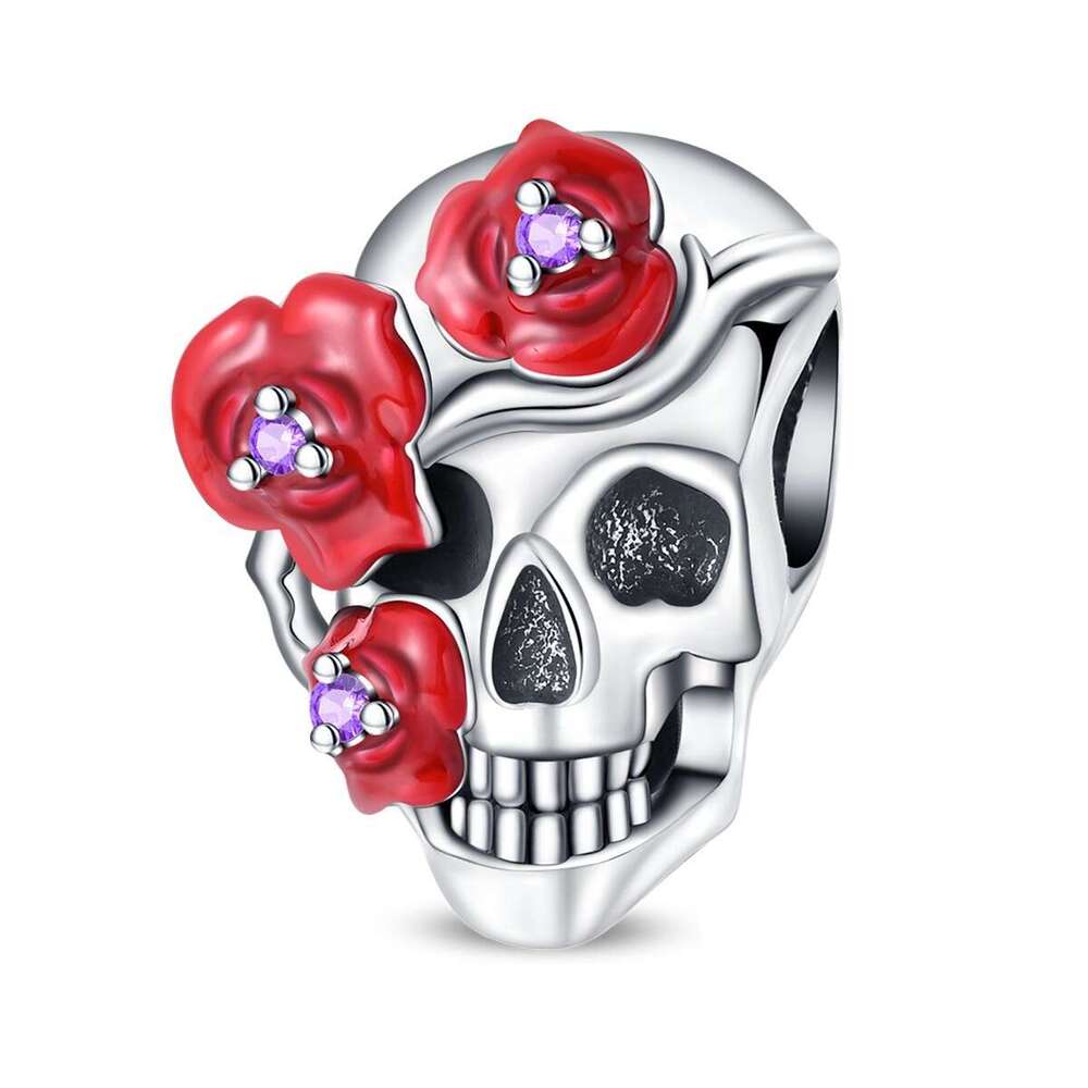 New Hot Selling S925 Jewelry DIY Jewelry Accessories Fit Snake Chain beads Bracelet 925 Sterling Silver Halloween Skull Rose Charms Bead