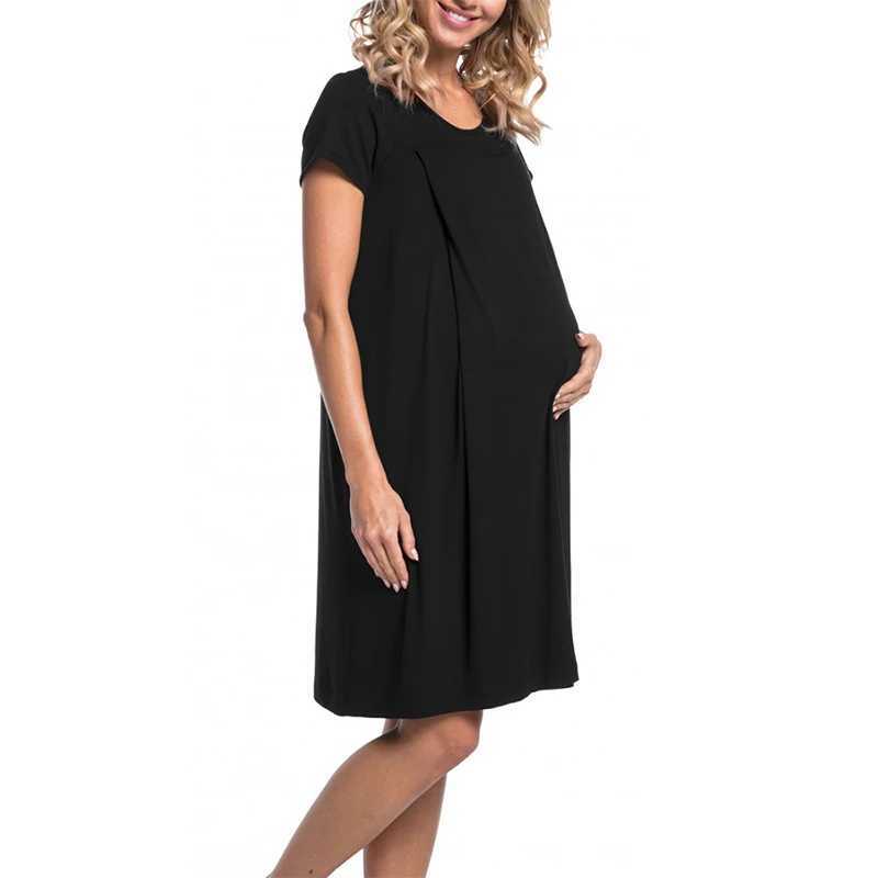 Women Maternity Nightgown Pregnant Short Sleeve Labor Delivery Nursing Dress Hospital GownsT250311