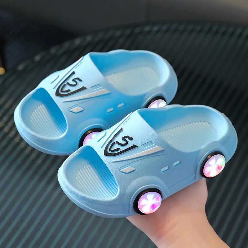 Childrens Slippers Summer Boys and Girls Home Anti-slip Indoor Handsome Cartoon Car Baby Slippers.T250311