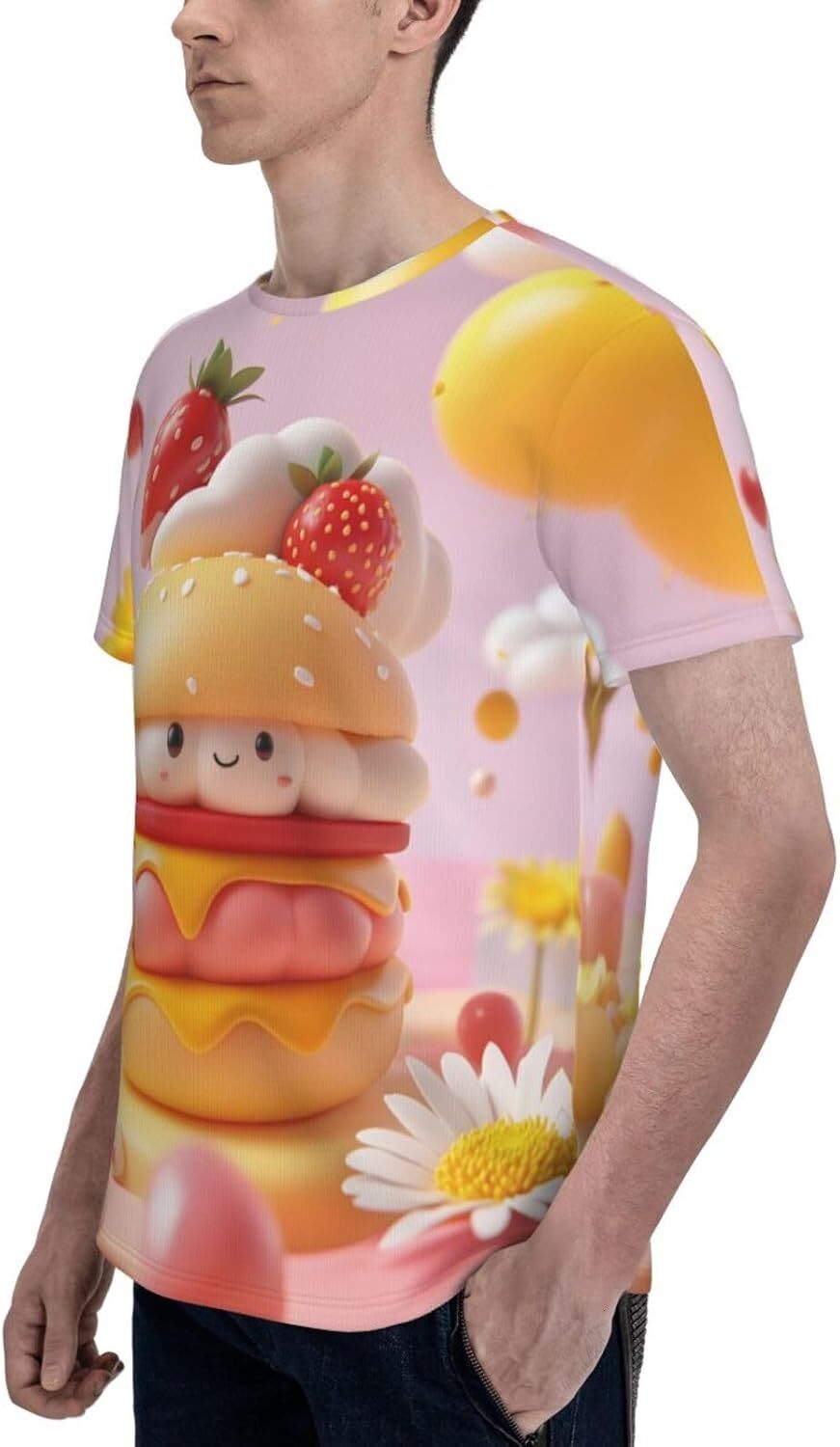 Mens T shirt Mens Womens Cartoon Hamburger Graphic T-Shirts Unisex Fruit Burger 3D Printed Funny Short Sleeve Novelty Tops tee Casual tops summer clot