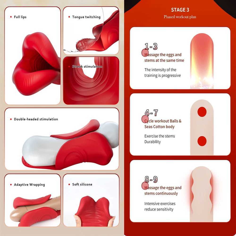 Male Masturbator Penis Training Vibrator Men Glans Massage Stimulator with 9 Vibration Delay Training Exerciser Adult Sex Toy 18XJ250311